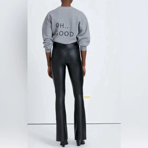 7 For All Mankind Women’s Black Faux Leather High Rise Bootcut Pants -SZ32 NWT - Picture 2 of 13